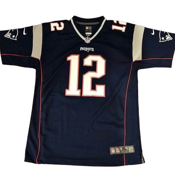 NFL Tops - Tom Brady Patriots Youth Jersey NFL On Field Navy Blue Size XL PERFECT PRELOVED